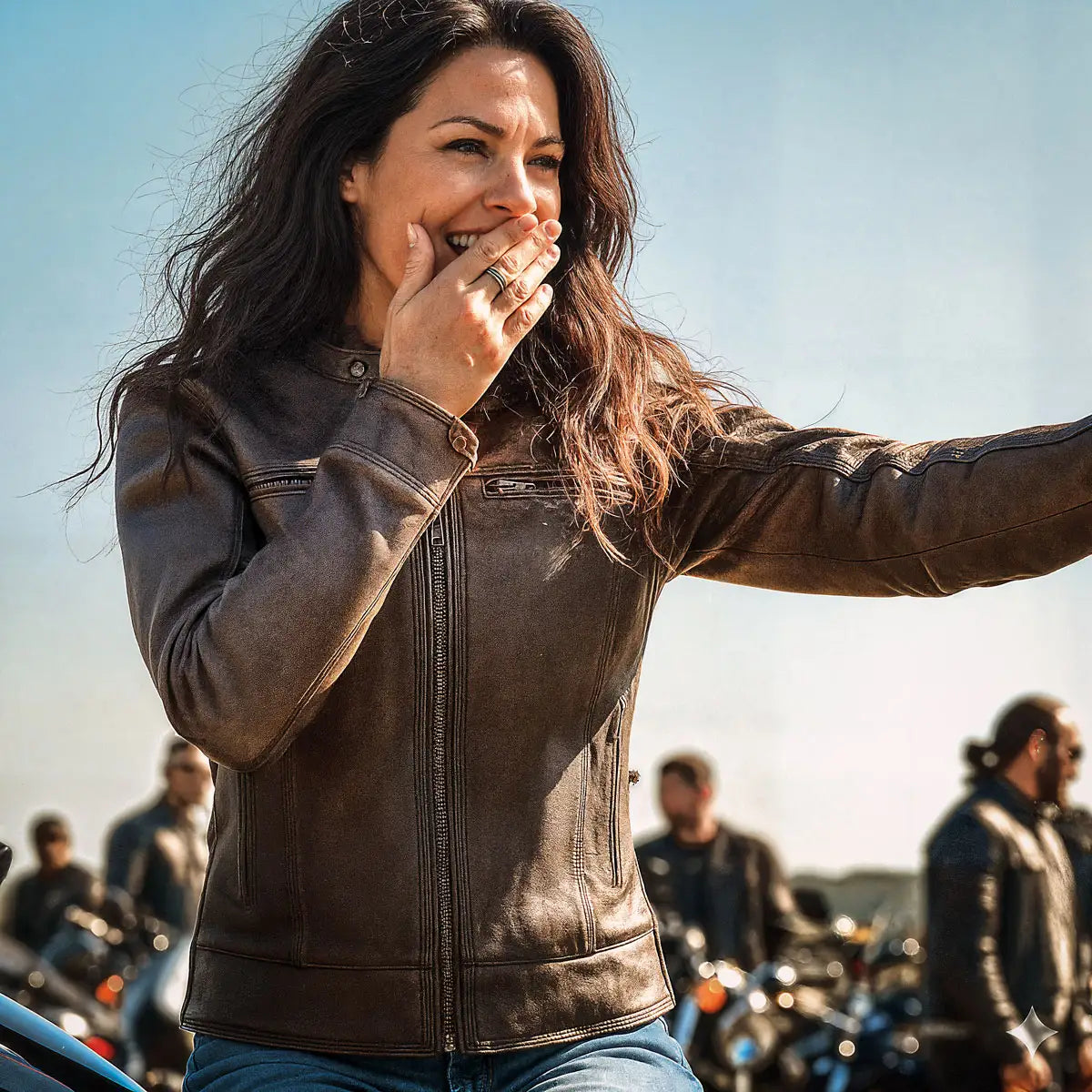 Hot Leathers JKL1024 Ladies Distressed Brown Motorcycle Leather Biker Jacket with Concealed carry Pockets