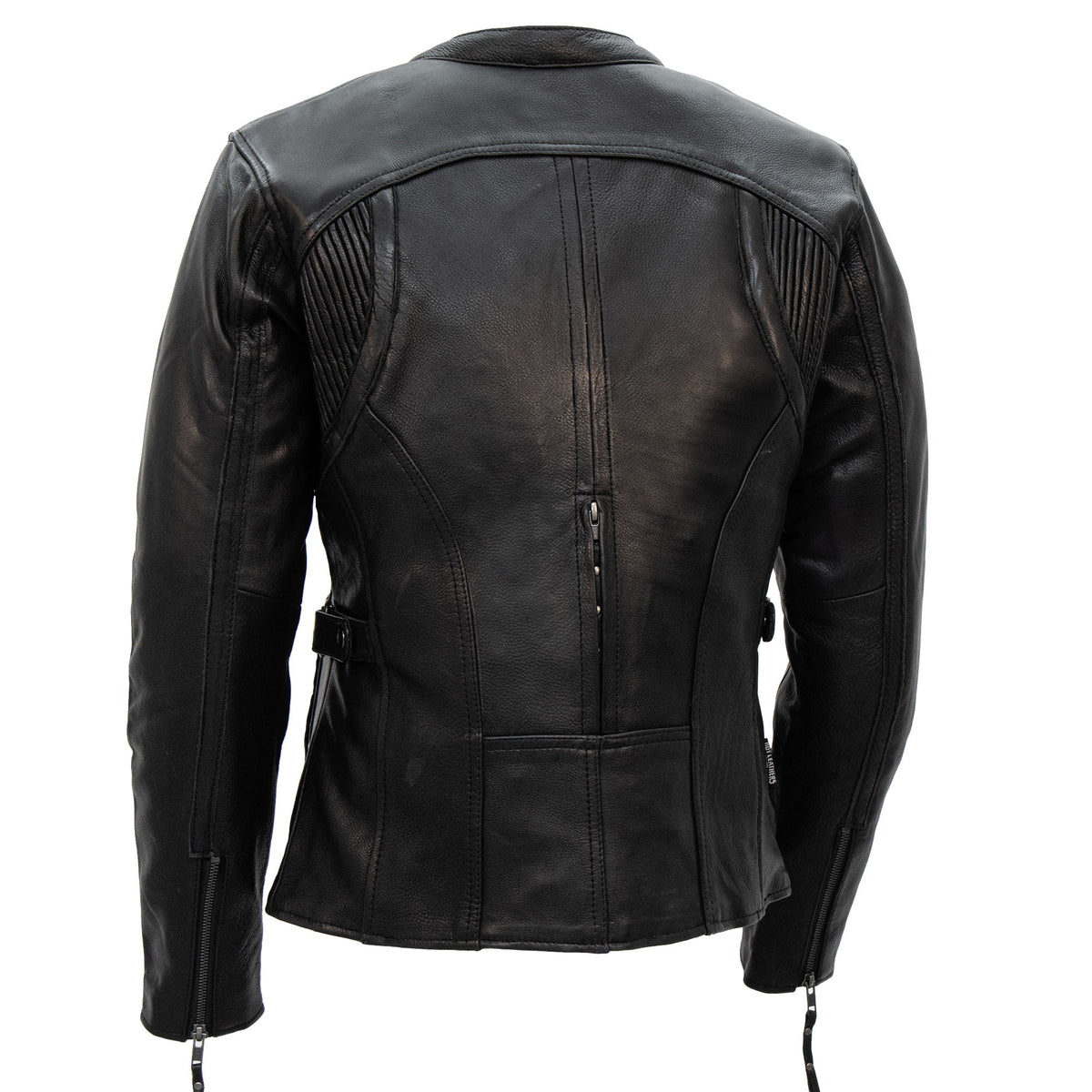 Hot Leathers JKL1032 Ladies Motorcycle Black Leather Biker Jacket with Vented Side Snaps