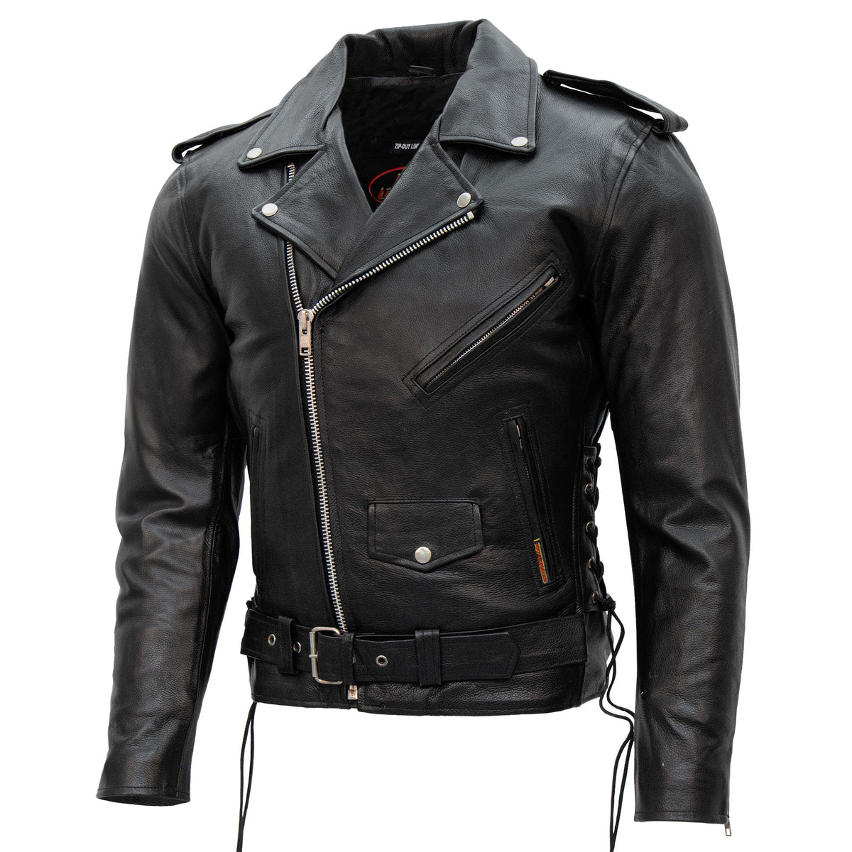 Hot Leathers JKM1002 Classic Men’s Motorcycle Leather Jacket with Zip Out Lining
