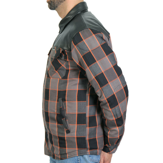 Hot Leathers Men's 'Hellride' Multi/Color Cotton Flannel Shirt - Button Front - Riding Protective Wear - JKM3202