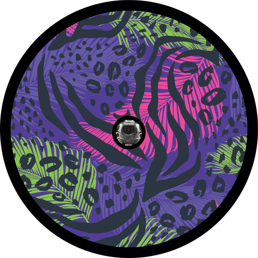 Funky Purple Leopard Cheetah Palm Frond Print