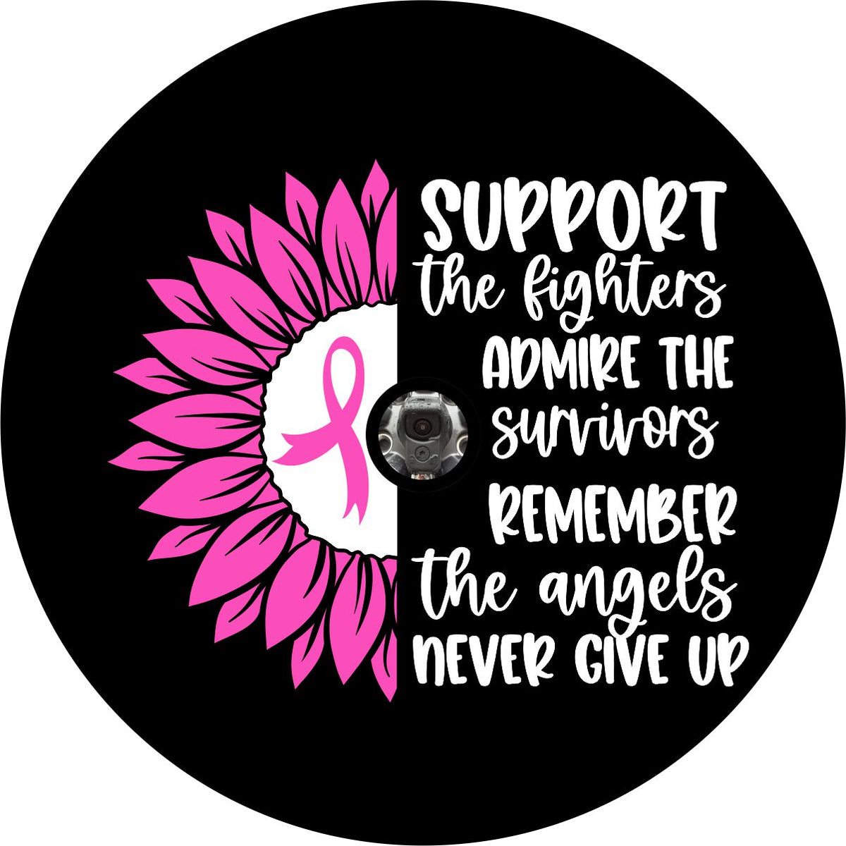 Support the Fighters Sunflower Breast Cancer Spare Tire Cover