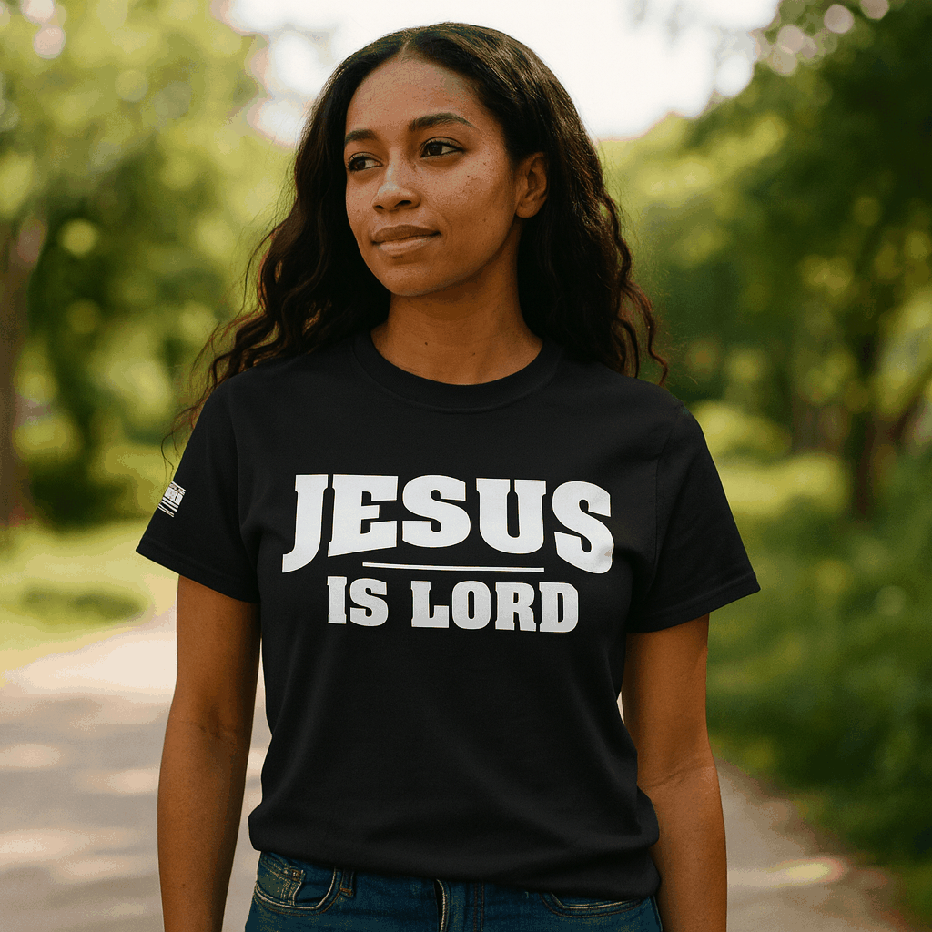 Jesus Is Lord Christian Unisex Graphic Tee, Inspirational Bible Verse Shirt, Black Cotton Christian Apparel