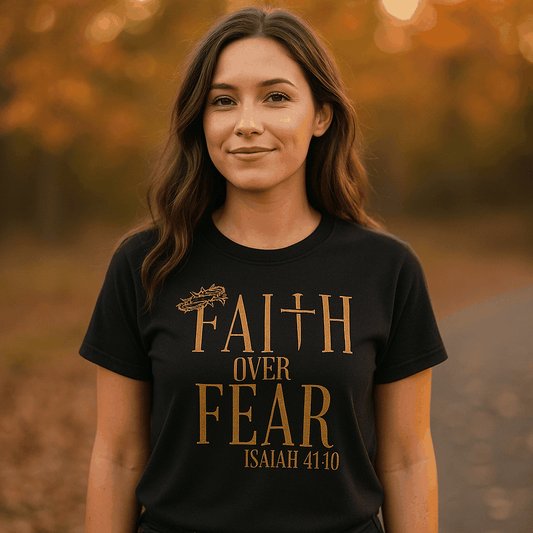 Faith Over Fear Christian T-Shirt – Isaiah 41:10 – Bella Canvas or Comfort Colors Tee