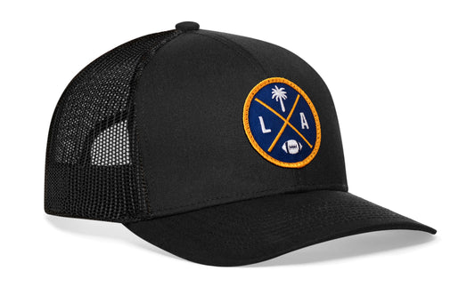 Los Angeles Trucker Hat | Black LA X Football Snapback