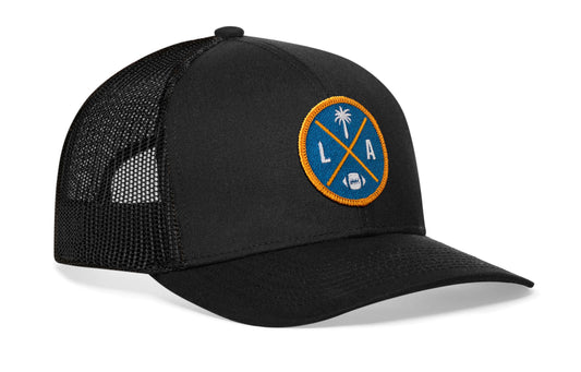 Los Angeles Trucker Hat | Black LA X Football Snapback