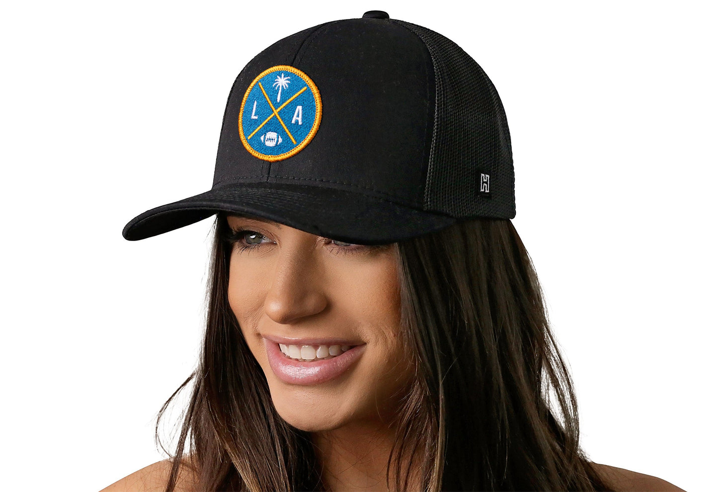 Los Angeles Trucker Hat | Black LA X Football Snapback