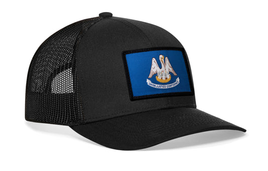 Louisiana Flag Trucker Hat | Black Louisiana Flag Snapback