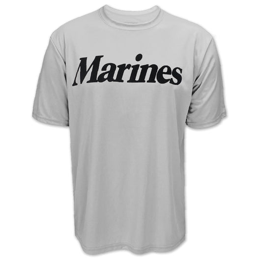 Marines Logo Core Performance T-Shirt (Silver)