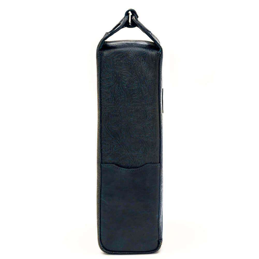 Tooled Leather Two Bottle Wine Carrier