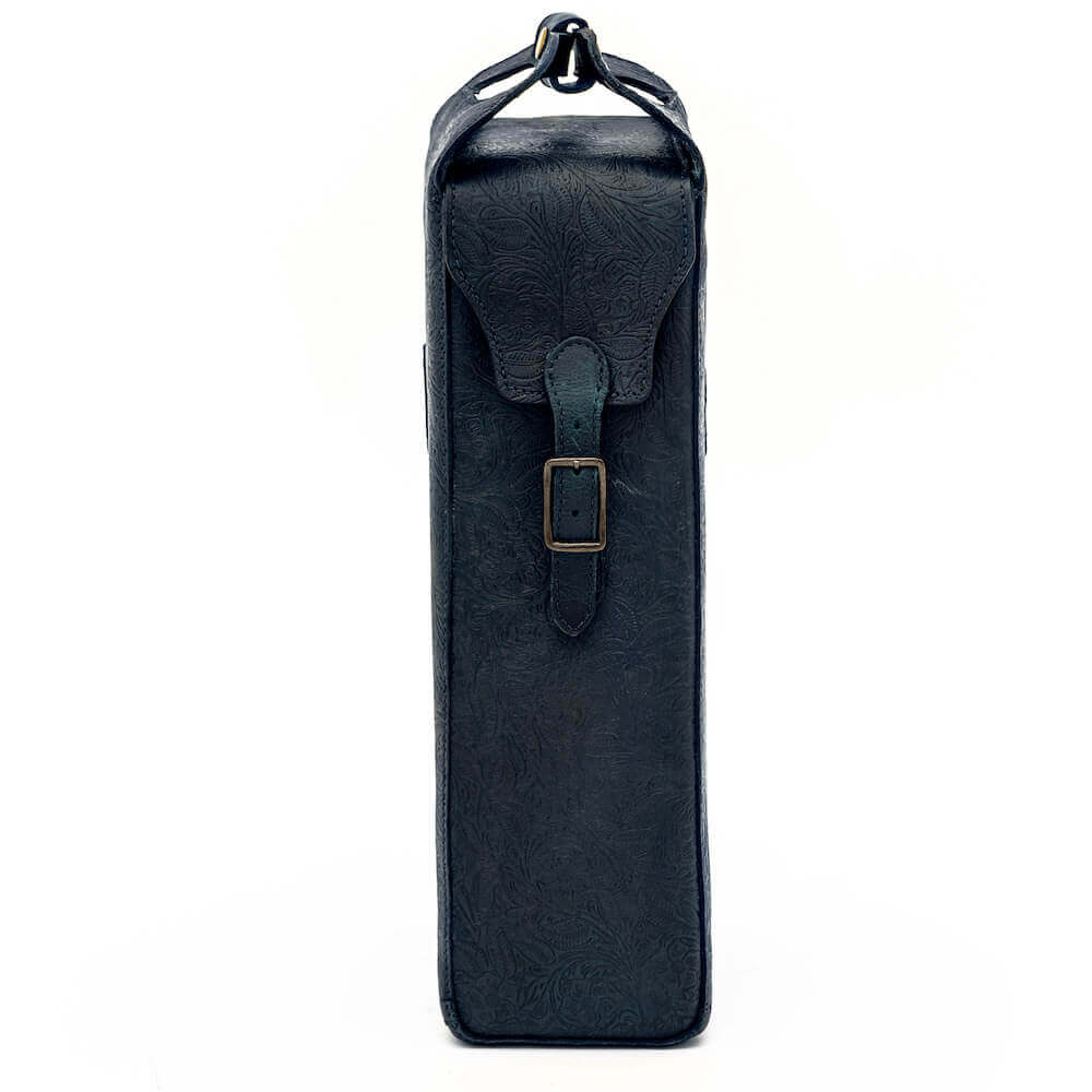 Tooled Leather Two Bottle Wine Carrier