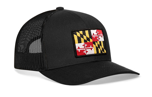 Maryland Flag Trucker Hat | Black MD Snapback