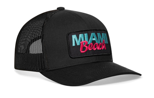 Miami Beach Trucker Hat | Black Beach Snapback