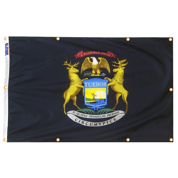 Michigan Flag with Grommets Along the Edges for Wall Hanging