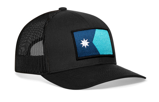 Minnesota Flag Trucker Hat | Black Minnesota Flag Snapback