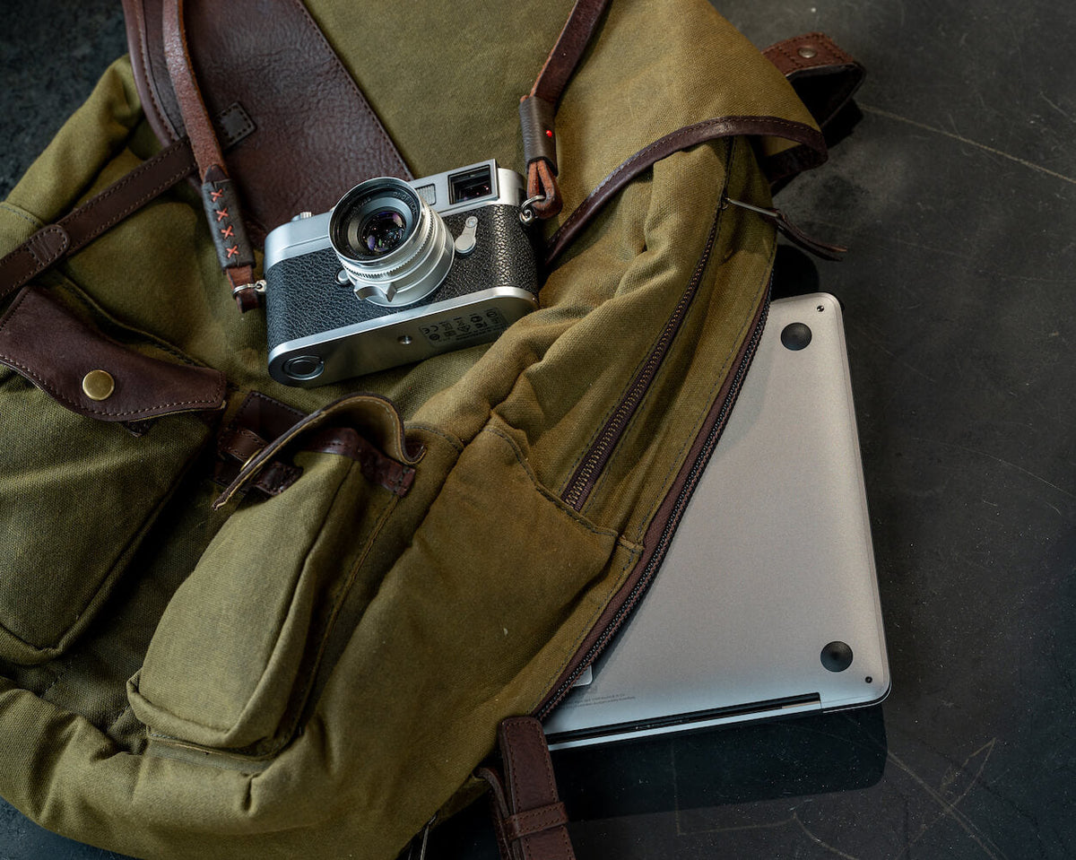 Campaign Leather & Waxed Canvas Backpack