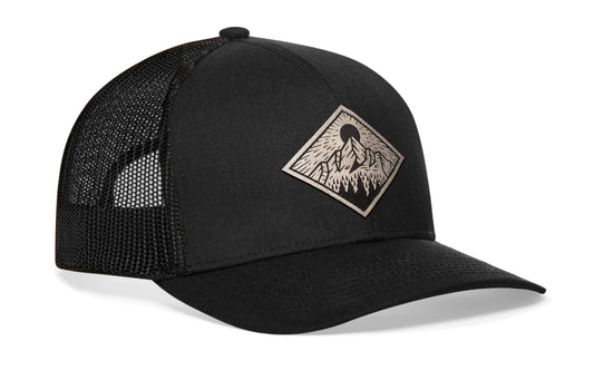 Diamond Mountain and Trees Trucker Hat | Black Outdoors Snapback
