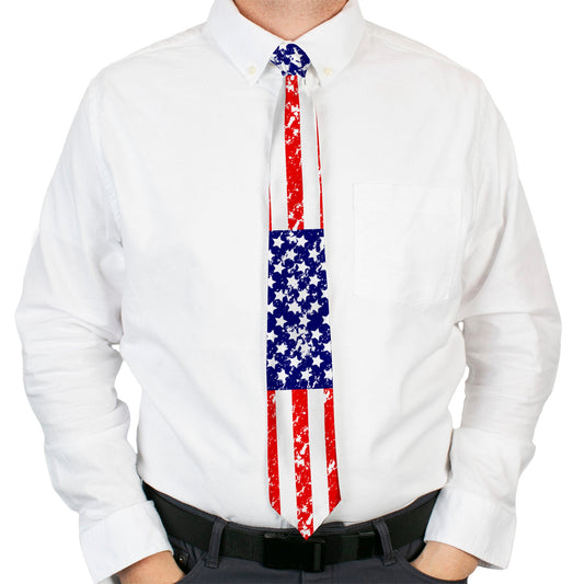 Buckle-Down Necktie - United States Flags C/U Weathered