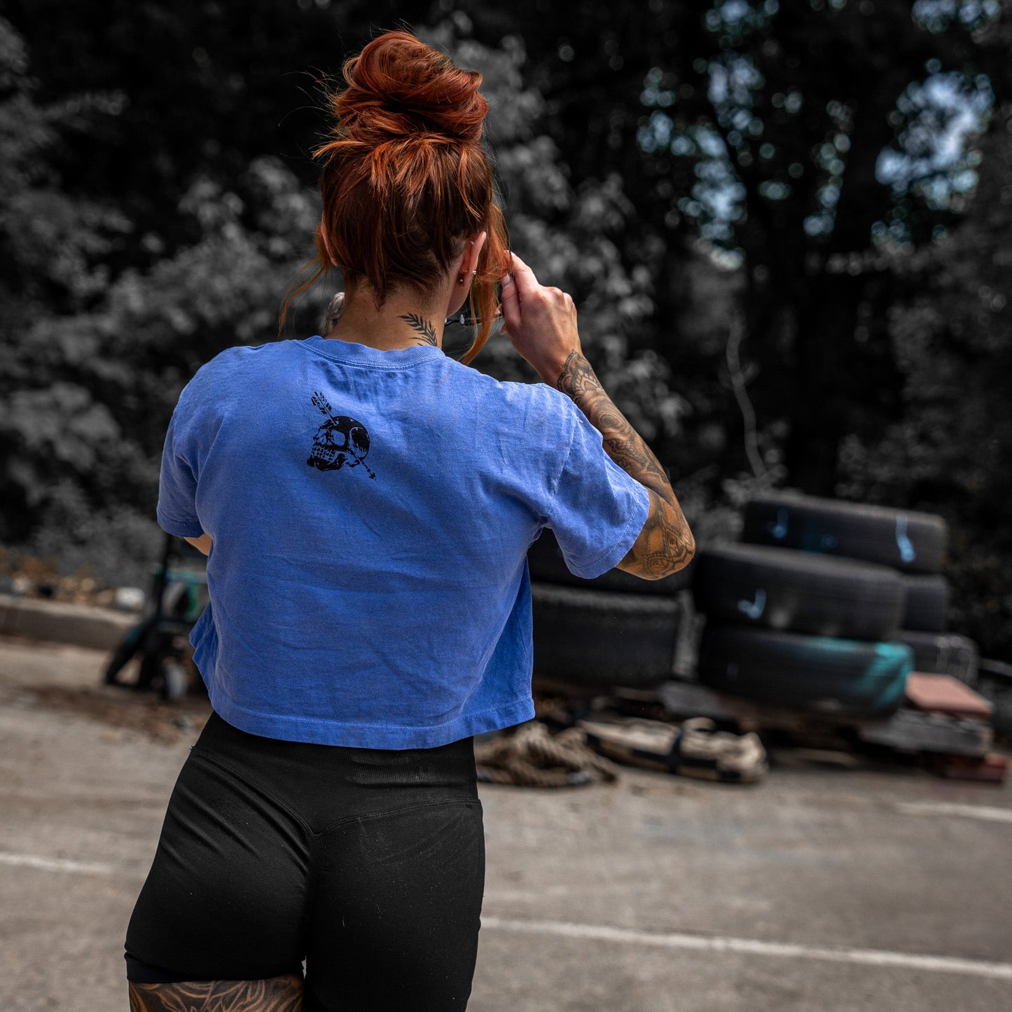 Nobody Owes You Shit Skull Women's Crop Heavyweight Tee