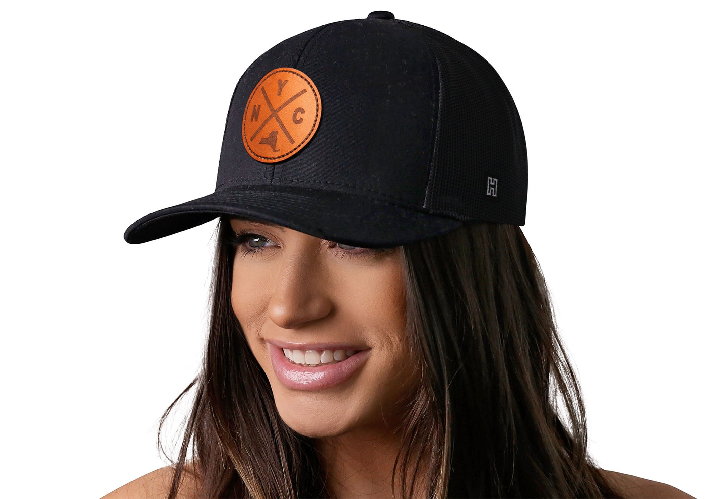 New York City Trucker Hat Leather | Black NYC X Snapback