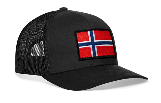 Norwegian Flag Trucker Hat | Black Norway Snapback
