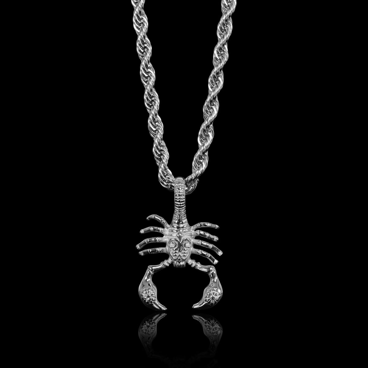 Stainless Steel Large Scorpion Rope Chain Necklace