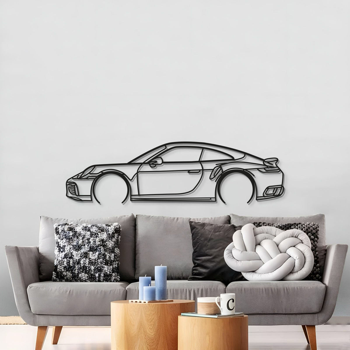 911 Turbo S Model 992 Detailed Metal Car Wall Art - MT0877