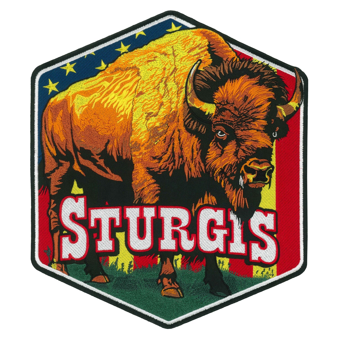 Hot Leathers Sturgis Bison Americana 10 Embroidered Patch - 10 x 11.4" - Iron-On or Sew-On - PPQ2679