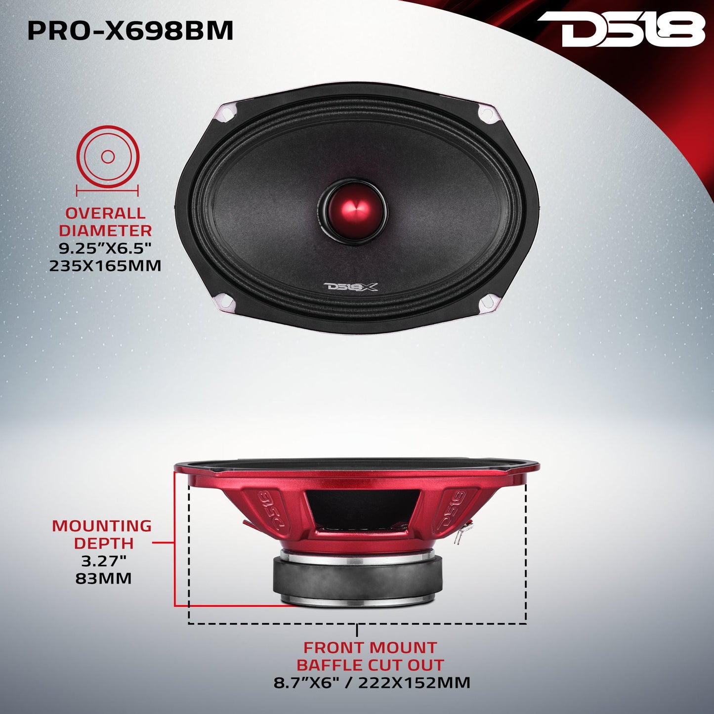 PRO-X 6X9" Mid-Range Bullet Loudspeaker | 200W RMS 8-Ohm