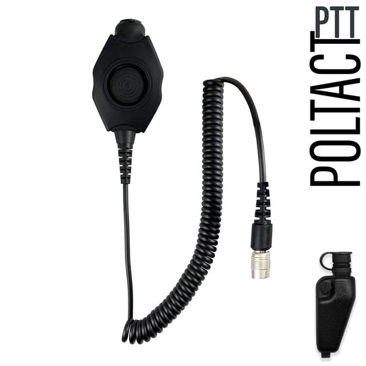 PolTact V1 Tactical Comms Headset w/ Active Hearing Protection & Quick Disconnect (Hirose) Adapter - EF Johnson VP5000 VP6000 VP8000 Series