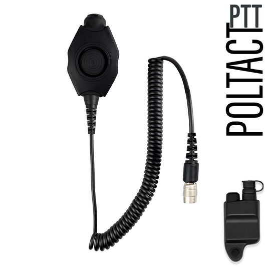 PolTact V1 Tactical Comms Headset w/ Active Hearing Protection & Quick Disconnect (Hirose) Adapter - Harris & M/A-Com 700P/Pi, 710P, P5100 / P7100 / P7200 Series & More