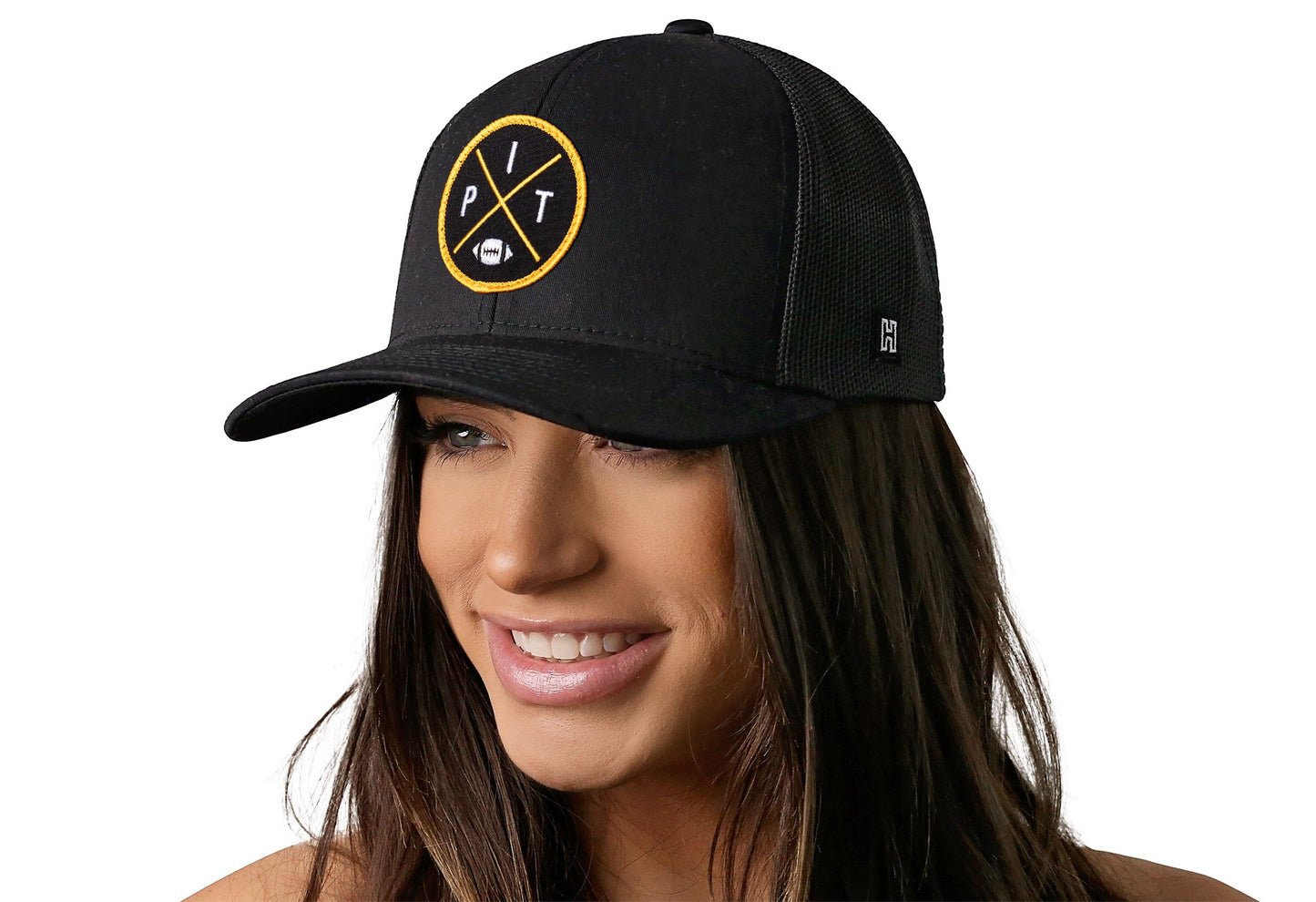 Pittsburgh Trucker Hat | Black PIT X Football Snapback