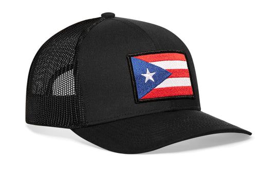 Puerto Rico Flag Trucker Hat | Black PR Snapback