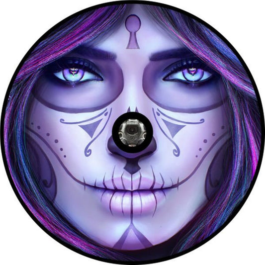 DÃa de los Muertos Purple Sugar Skull Spare Tire Cover