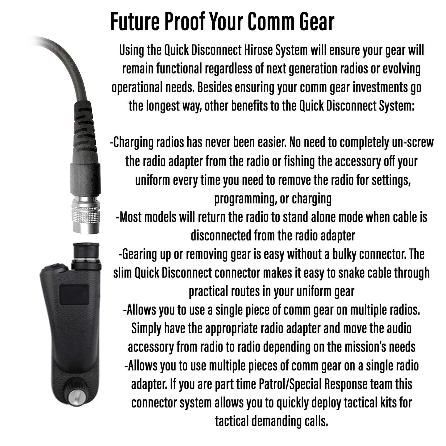 Mic & Ear Hook Earpiece Radio Kit - Quick Disconnect (Hirose) Harris/Tait TP3000/7110/7100/8000/9000 Series