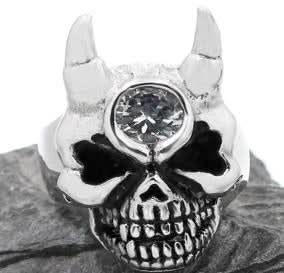 R19 Stainless Steel Diamond Eye Skull Face Biker Ring