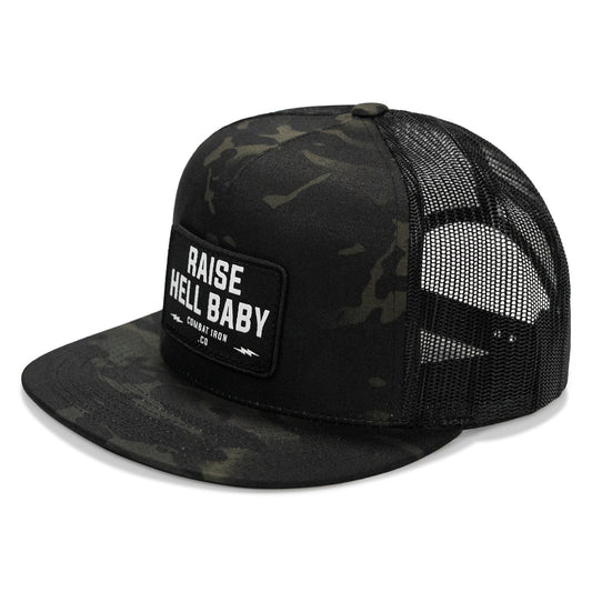 Raise Hell Baby Patch. Flatbill Hat