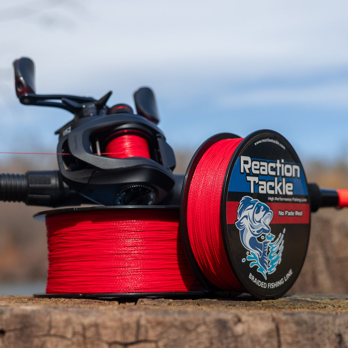Reaction Tackle Braided Fishing Line - NO FADE Red