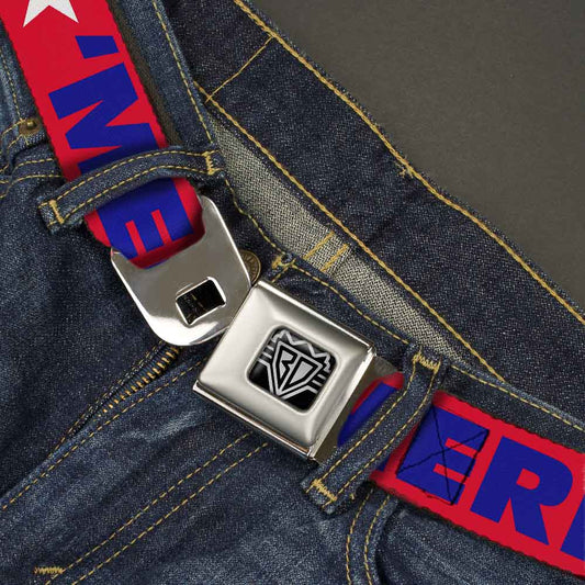 'MERICA Star USA Seatbelt Belt – World Cup 2026 Fan Gear (Red/Blue/White)