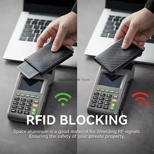 Leather/Carbon Fiber Card Holder RFID Blocking