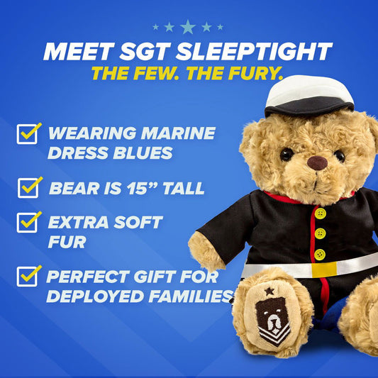 Sgt. Sleeptight - Marine Dress Blues Teddy Bear with Storybook & Sleep System