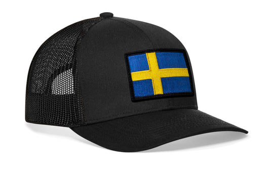 Swedish Flag Trucker Hat | Black Sweden Snapback