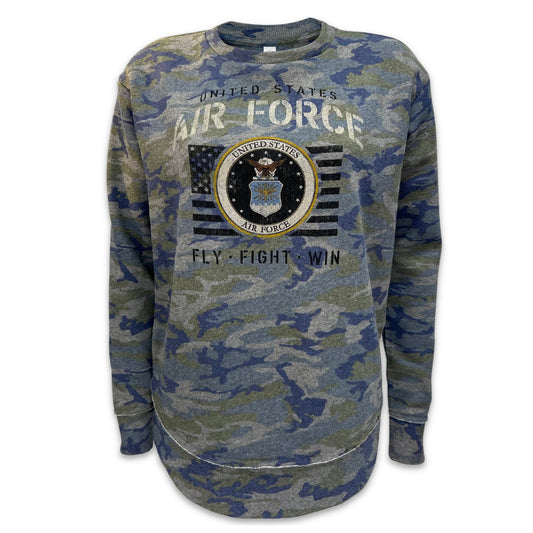 Air Force Ladies Vintage Stencil Fleece Crewneck (Camo)