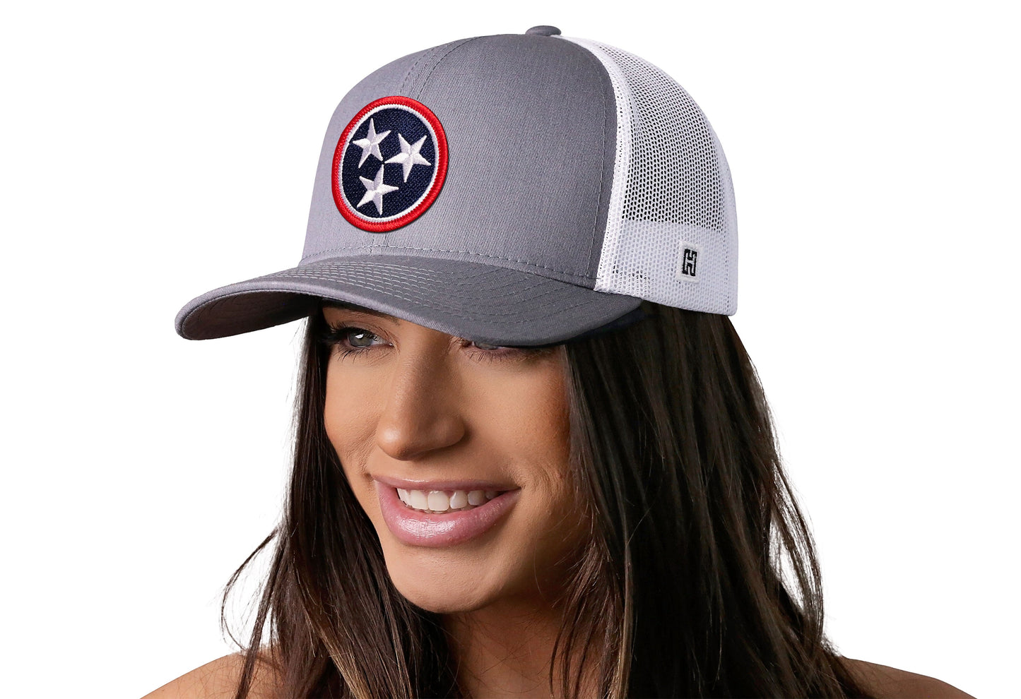 Tennessee Flag Trucker Hat | Gray-White TN Snapback