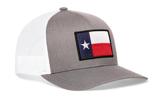 Texas Flag Trucker Hat | Gray-White TX Snapback