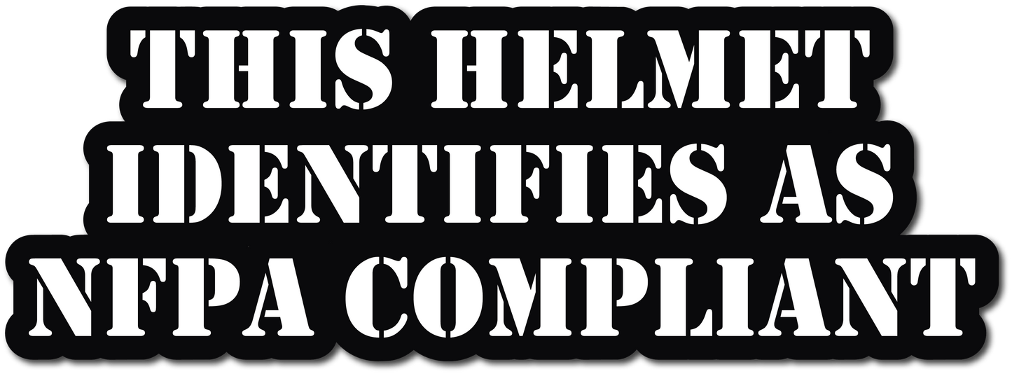 THIS HELMET IDENTIFIES AS NFPA COMPLIANT HELMET DECAL