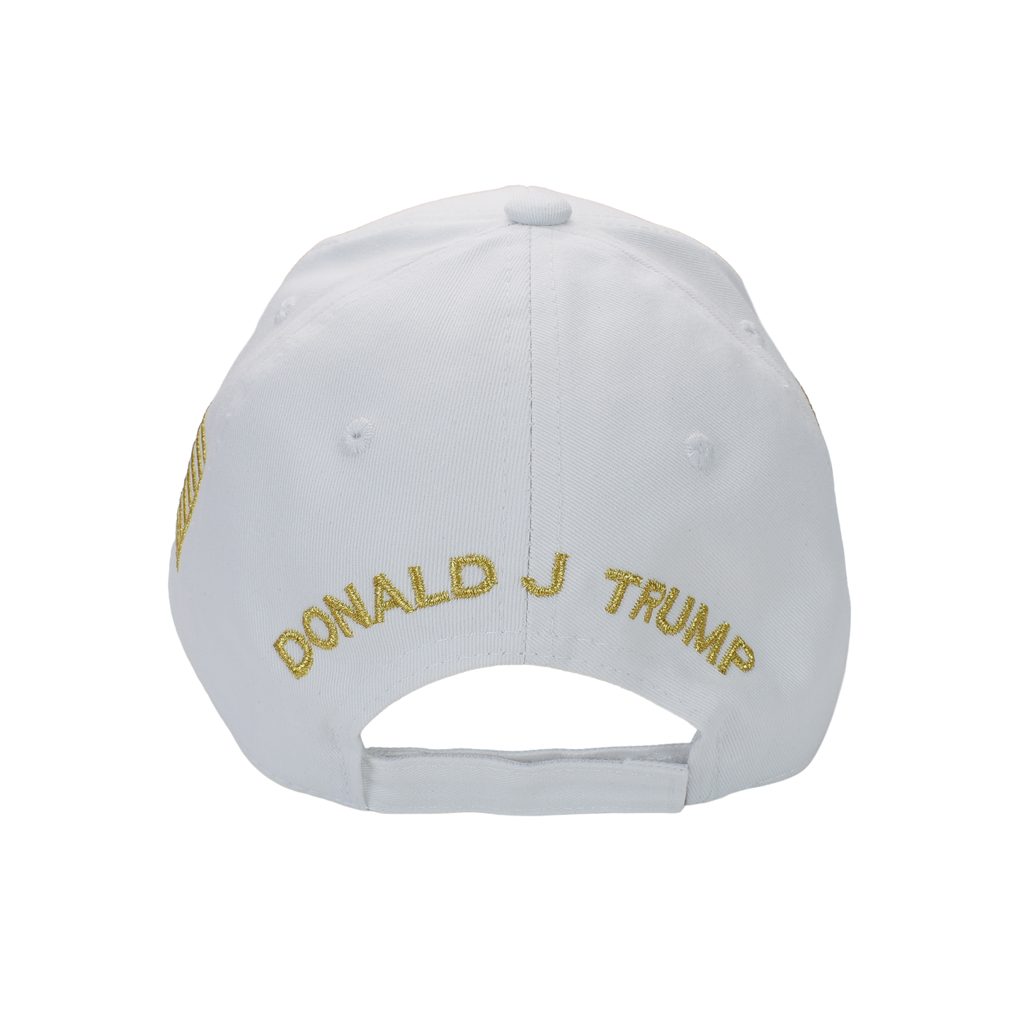 Trump 47 White Cap with Gold Embroidery – Hook & Loop Adjustable Patriotic Hat