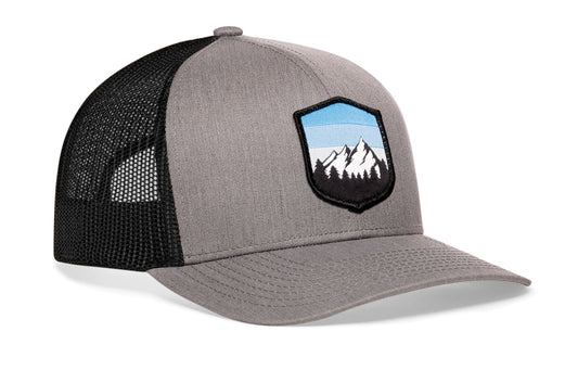 Mountains and Sky Trucker Hat | Gray-Black Outdoors Snapback