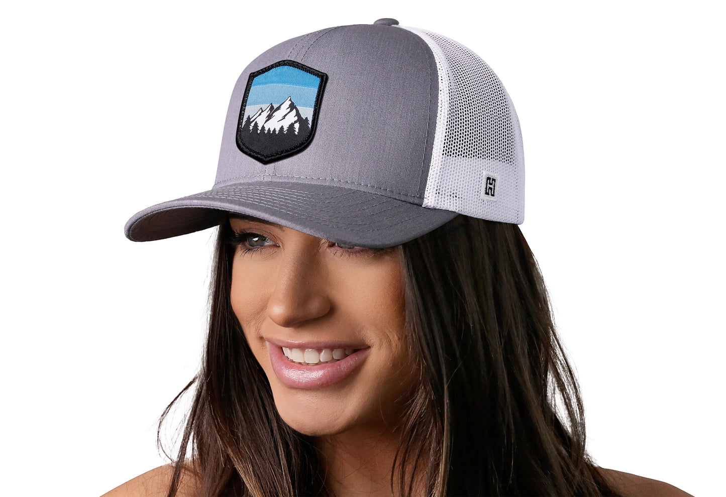 Mountains and Sky Trucker Hat | Gray-White Outdoors Snapback
