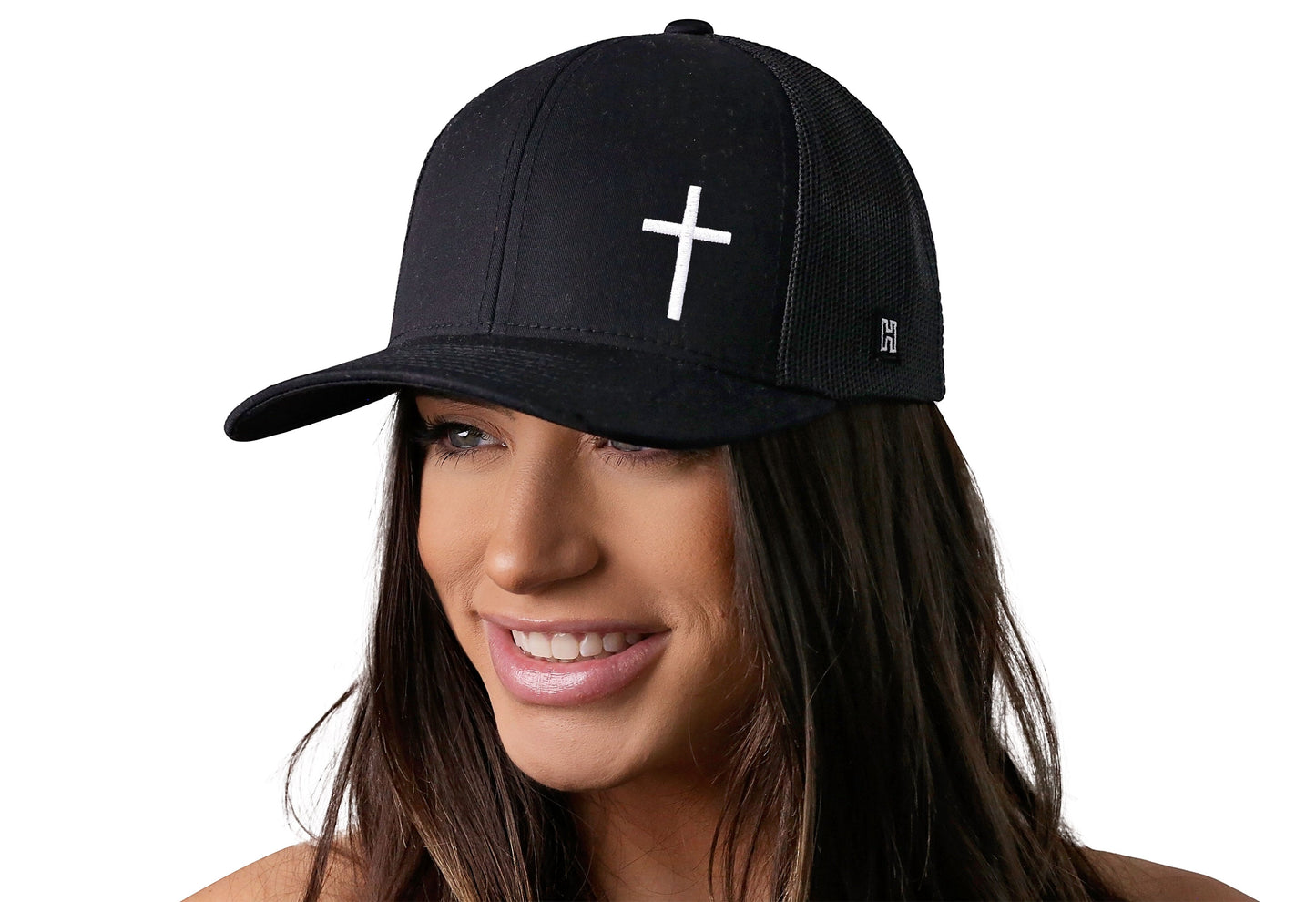 Cross Trucker Hat | Black Cross Snapback